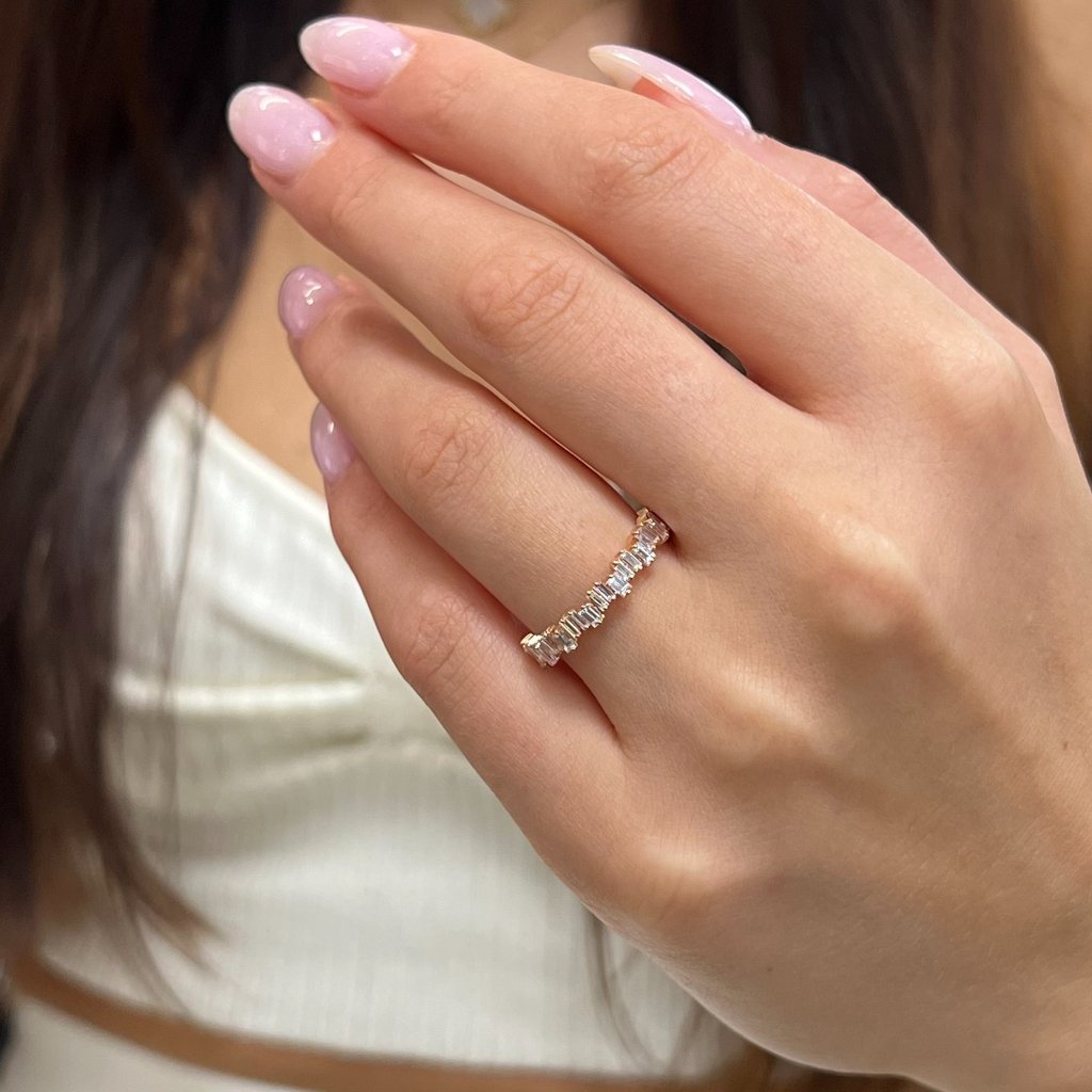 Rachel Koen 0.63cttw Baguette Cut Diamond Ring 18k Rose Gold Size 6.5